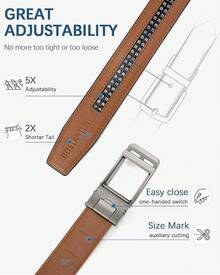BOSTANTEN Belt Men Leather Reversible Belts Men 1 3/8 Casual Dress Pants, Two-In-One Belt - 007-淺棕色 - 查看 3