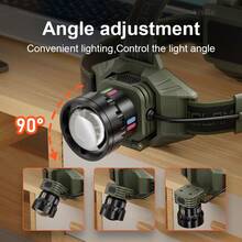 2025 Most Powerful LED Headlight Rechargeable Strong Light LED Headlamp Super Bright Head Flashlight 30W Long Shot Camping Hunting Lamp - Army Green - View 7