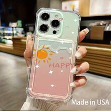 Funda para teléfono 1 funda transparente para teléfono móvil con ranura para tarjetas adecuada para 16 15 14 13 12 11 con tarjetas y fotos que se pueden insertar. Diseño elegante y simple, Tran todo incluido ahuecado anticaída engrosado transparente de cuatro esquinas - transparente - Ver 1