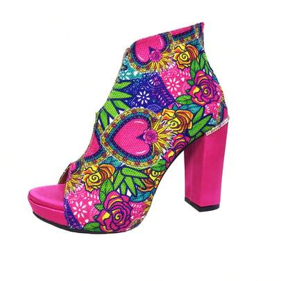 NYXMART Zapatilla Para Dama, tacón 10 cm  y  Plataforma. Punta descubierta