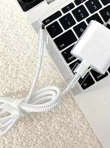 5 piezas de mangas protectoras transparentes para cables compatibles con cargadores Apple de 18W-20W, evita roturas - Blanco - Ver 3