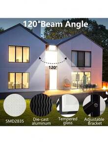 IP66 防尘聚光灯，户外 LED 泛光灯，铝合金材质，冷白/暖白 30W 50W 100W 泛光灯，3000K 6000K；适用于后院、车道、车库、走廊、花园、建筑工地 - 黑色 - 查看 10