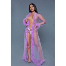 Marabou Robe - Turquoise - View 9