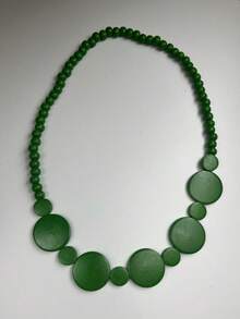 1pc Vintage Handmade Beaded Wooden Disc Elastic Necklace, Single Layer Sweater Chain Necklace For Men & Women - Coffee Brown - View 3