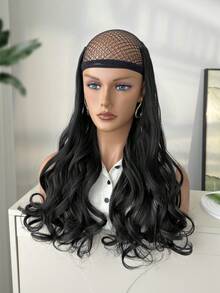 Extensiones de cabello con clip para mujeres con negro 7 piezas de 22 pulgadas, extensiones de cabello con clip Cabello rizado ondulado Extensión de cabello sintético de cabeza completa Postizos