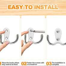 2 خطاف ثنائي للملابس/القبعات من معدن عتيق للتركيب على الحائط، خطافات حائط مزدوجة مع براغي مناسبة للحمام والمطبخ والمكتب والحمامات العامة والمراكز التجارية