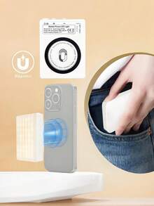 1pc Magnetic Phone Selfie Light, Clip-On LED Fill Light, 3 Color Modes & Brightness Adjustable, USB Rechargeable Battery - Portable Selfie Light For Magnetic Phone Video Calls (Black/White), Vlogging Lighting | Compact & Smooth Surface - Magnetic - View 4