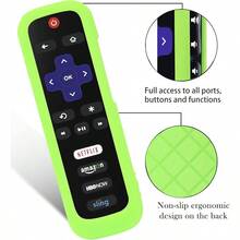 2 Pack Remote Case Battery Cover For  Roku Smart TV Steaming Stick Remote Silicone Protective Controller Universal Sleeve Skin Glow In The Dark Blue And Green - GreenandSky - View 4
