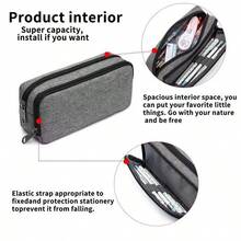 1个大容量铅笔盒，双层隔层铅笔袋，男女通用，黑色多功能文具收纳袋，适用于学校和办公室，可存放学习用品，返校必备 - 彩色 - 查看 5