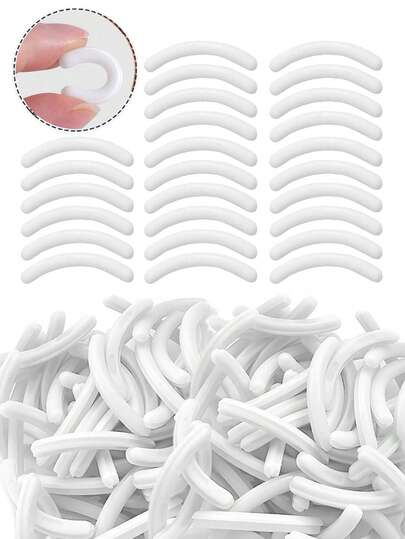 แผ่นรองอุปกรณ์ม้วนขนตา 200 ชิ้น/100 ชิ้น/50 ชิ้น/20 ชิ้น แผ่นเปลี่ยนอุปกรณ์ม้วนขนตายางนุ่มสำหรับอุปกรณ์ม้วนขนตาทั่วไป (สีขาว)