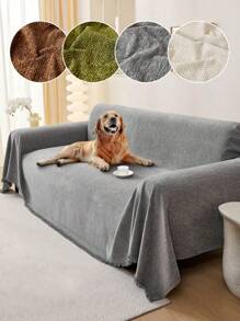 1pc Chenille Sofa Towel, Anti-Splash, Machine Washable, Non-Slip, Suitable For Bedroom, Office, Bedroom And Living Room, Home Decoration