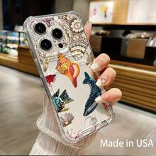 Funda para móvil con ranura para tarjetas. Compatible con phone 16, 15, 14, 13, 12 y 11. Permite guardar tarjetas y fotos. Diseño elegante y sencillo, transparente, esquinas reforzadas, anticaídas, con orificios para tarjetas. - Colores mixtos 1 - Ver 1