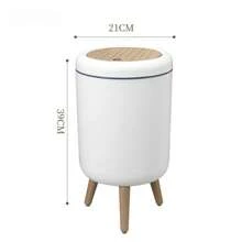 Cylinder Office Trash Can With Quiet Close Lid - Press Top, Plastic, Odor-Proof, Space-Saving, Easy To Clean, For Office, Kitchen, Bathroom, Bedroom - No Electricity Needed