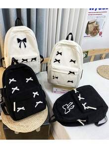 Multiple Styles Fashionable Bow Decor Girls Backpack, Cute & Spacious Student Bag, School Backpack - Black - View 1