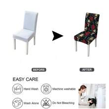 1 件/2 件/4 件/6 件万圣节花卉和骷髅印花节日家居装饰椅套，高弹力全套可拆卸可洗椅子保护套，适用于家庭、季节性装饰