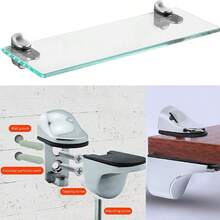 2PCS Glass Shelf Support Adjustable Glass Shelf Bracket Polished Chrome Wall - Silver - View 8
