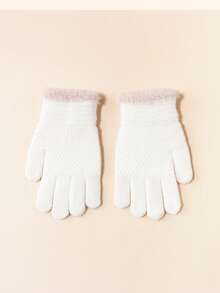 1 Pair Children Knitted Fingerless Gloves With Fringes, Warm Woolen Mittens For Boys & Girls, Autumn And Winter, Suitable For Students Outdoor