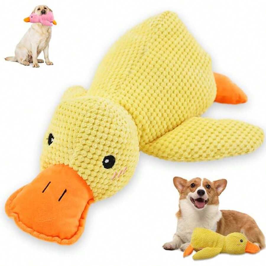 1 件 2025 新版狗狗咀嚼玩具 - 耐用防咬防撕毛绒玩具，适合中大型犬，黄色毛绒鸭子形状，幼犬必备出牙玩具 - 黃色 - 查看 1