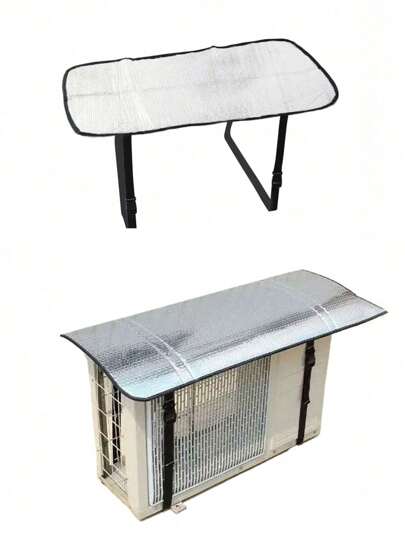 1pc Double-Layer Aluminum Foil AC Outdoor Unit Cover, Heat Insulation Fireproof Waterproof Sunscreen Power Saving Protective Cover