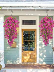 1/2/4PCS Artificial Flower UV Resistant Hanging Plant Silk Morning Glory Vine Eucalyptus Leaves Green Plant Decoration Anniversary Birthday Graduation Wedding Party Outdoor Family Room Porch Garden Courtyard Wall Spring/Summer Decoration