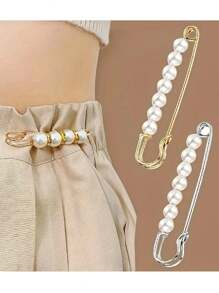 5pcs Golden Vintage Brooch Pin Set, Adjustable Waist Safety Pins, For Dresses And Jeans Clothing Decoration Dress Accessories Pin For Clothes Bag Charm School