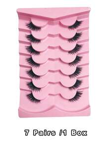 False Eyelashes,7 Pairs Cat Eye Half Eye Clear Band Nature Crisscross Wispies Soft False Lashes Fake Eyelashes For Party Half Lashes Clear Band Eyelashes Cat Eye False Eyelashes Short Soft 3d Faux Mink Eyelashes Soft Natural Makeup