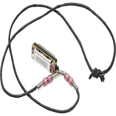 Hohner M38N-PI Mini Harmonica Necklace, Pink