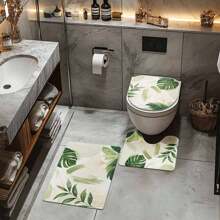 1/4 piezas Conjunto de cortina de ducha con temática verde lavanda de estilo bohemio, hecho de poliéster, resistente al agua, decoración de baño, fácil de limpiar, con ganchos para la ducha, cortina, sombreado, baño, división del baño, lavable a máquina