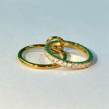 VKHK 1pc Luxury 18K Gold Plated Stainless Steel Double Layer Circular Linked Colorful Zirconia Decor Single Ring, Suitable For Women Daily Wear And Wedding, Gift - Multicolor - View 18