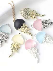 5pcs/10pcs Liquid Jellyfish Alloy Pendant, Suitable For Unisex Hiphop Necklace, Bracelet, Earring, Keychain, Bag Decoration, Summer Beach DIY Accessories, Charms For Jewelry Making, Suitable For Year-Round Wear, Great Gift For Women - Multicolor - View 2