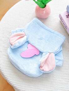 1 件宠物服装快乐小狗可爱卡通短法兰绒服装 - 蓝色大象 - 藍色 - 查看 4