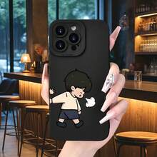 Minimalist Creative Couple Pattern  Valentine's Day Men And Women Summer Anti-Drop Matte Phone Case Suitable For IPhone 16E/16/16PRO/16PLUS/16PM/15/15PLUS/15PRO/15PROMAX/14/14PLUS/14PRO/14PROMAX/13/13mini/13PRO/13PROMAX/12/12mini/11/Plus/Pro/Max/7/8/SE/XS/XS MAX/7P/8P, Easter Gift, Birthday Surprise, Exclusive Gift For Friends, Family, Girlfriend, Boyfriend - 黑色 - 查看 2