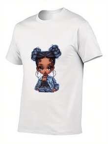 Camiseta Casual Gráfica para Mujer - Ajuste Holgado con Manga Corta y Diseño de Retrato Elegante, Perfecta para Salidas de Primavera/Verano - blanco - Ver 4