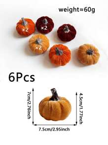 6PCS Autumn Artificial Velvet Pumpkin Flocking Foam Pumpkin For Family Farmhouse Halloween Harvest Day Thanksgiving Day Seasonal Festival Decoration Home Decor Halloween Decor Fall Decor Room Decor Autumn Decor