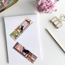 Conjunto de marcadores de ponto cruz com tema animal, 6 peças, faça você mesmo, arte, kit de costura, arte e artesanato com padrão fofo de gato perto da janela, inclui 6 tecidos estampados para ponto cruz, linhas de bordado suficientes, ferramentas e instruções em inglês, adequado para iniciantes adultos e amantes de artesanato, pode ser usado como planejador, marcadores de livro, decoração de casa - Multicolorido - Ver 4