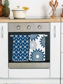 两件套波西米亚风厨房毛巾套装，曼陀罗图案洗碗布，吸水性强，厨房手巾，乡村假日家居装饰