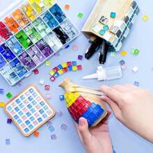 200/400/600pcs Mosaic Tiles Squares Crystal Mosaic Glass Tile For Crafts, And Decoration For Crafts, Handmade And Decoration Handmade Gift Festival DIY Material Home Decoration (Mixed Colors) ﻿