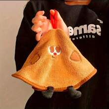 1 pieza Toalla de mano de felpa coral con forma de galleta en forma de queso y globo terráqueo, toalla pequeña redonda absorbente con colgador, toalla de mano bordada con diseño de animal lindo para baño y cocina, toalla pequeña redonda absorbente y de secado rápido para uso doméstico