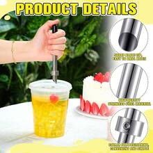 FUCHENGJSLasnten 2 Pack Straw Puncher Plastic Lids Lemonade Cups, Stainless Steel Straw Hole Puncher Punching Tools Cafe Drinks Container Squeezed Lemonade Stand Supplies(8.Inch,Black) - 黑色 - 查看 2