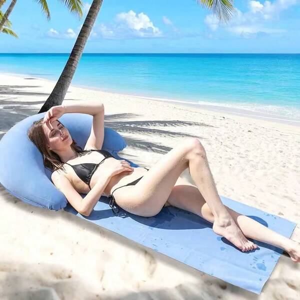 1PCOutdoor Camping Foldable Inflatable Beach Mat, Compact, Convenient And Simple Camping Outdoor Mat, Suitable For Beach Parties