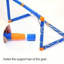 Mini Foldable Soccer Goal Set, Portable Hollow Pipe Frame + Inflatable Soccer Ball, Sports Toy For Kids & Teens (Non-Professional Sports Equipment), Includes Air Pump, Birthday Gift For Boys & Girls, PP Material