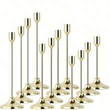 12/6pcs European Romantic Candle Holder Set, Polished Metal Tabletop Candle Holders Suitable For Pillar And Cone Candles, Elegant Centerpiece Decor For Christmas, Halloween, Easter, Thanksgiving, Home, Wedding, Party, Anniversary
