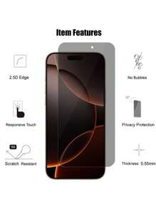 6 In 1 (3 Screen Protectors + 3 Camera Lens Films) Apple Full Screen Anti-Peep Privacy Tempered Glass Film Compatible With Iphone 16 Pro Max (6.9 Inches) Anti-Peep Private Tempered Glass Film Privacy Screen Protector For 16 16 Pro 16 Plus 15 Pro Max 15 15 Pro 15 Plus 14 Pro Max 14 14pro 14 Plus 13 Pro Max 13 13 Pro 12 11 Camera Lens Protective Film [Does Not Affect ], 9H Hardness, Scratch-Resistant