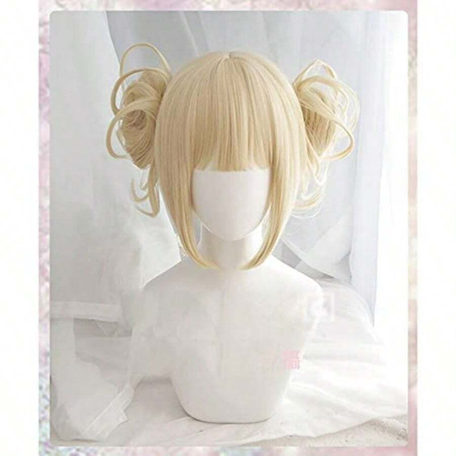 LAnime My Boku No Hero Academia Akademia Himiko Toga Short Light Blonde Ponytails Heat Resistant Cosplay Costume Wig+Cap5001 - 艾秀 - 查看 1