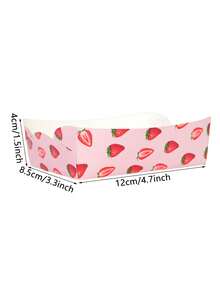 10pcs/20pcs/50pcs Strawberry Paper Food Boat Trays Pink Red Berry Fruit Food Boats Disposable Serving Tray Bowl Holder Disposable Paper Boats Containers For Wedding Berry First Birthday Babe Shower Party Snack