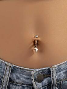 5pcs Gold Fake Belly Button Rings, Women Clip-On Fake Navel Rings, No Piercing Required - 5 Belly Button Clips - View 2