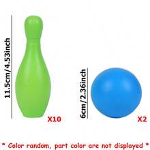 1Set Indoor Bowling Game 10pcs 11.5cm Sticks With 2pcs 6cm Ball Funny Floor Ball Games Party Interactive Sports Games - Multicolor - View 2