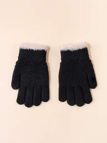 1 Pair Children Knitted Fingerless Gloves With Fringes, Warm Woolen Mittens For Boys & Girls, Autumn And Winter, Suitable For Students Outdoor