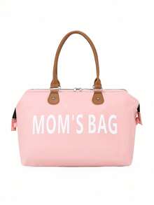 3pcs Tote Handbag With Shoulder Strap, Wet & Dry Separation Bottle Compartment, Travel Diaper Bag For Moms - Baby Pink - View 4