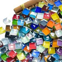 200/400/600pcs Mosaic Tiles Squares Crystal Mosaic Glass Tile For Crafts, And Decoration For Crafts, Handmade And Decoration Handmade Gift Festival DIY Material Home Decoration (Mixed Colors) ﻿